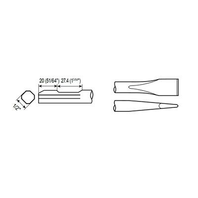 FLAT CHISEL SHANK QTR. OCT. WF 1/2'' foto de producto