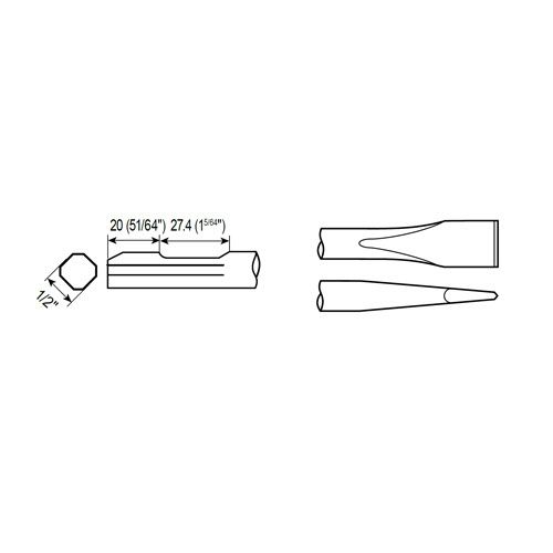 FLAT CHISEL SHANK QTR. OCT. WF 1/2'' foto de producto